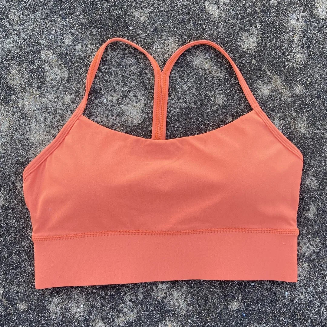 Solid Color Y Shape Line Women Fitness Sport Bra Top Soft Tight Comprehensive Training Jogging Gym Yoga Underwear with Chest Pad