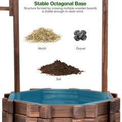 Outdoor Wooden Wishing Well Planter Bucket