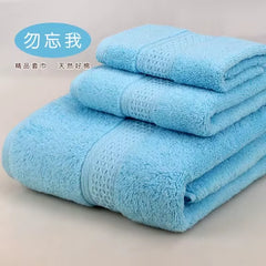 Bath Towel Set with Handkerchief, Face Cloth, Family Terry Towels, Bathroom Gift, 17 Colors, 3 Pcs
