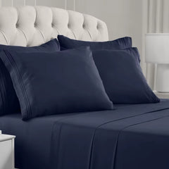 Queen Size Bed - 6 Piece Iconic Collection Bedding Sheets & Pillowcases - Hotel Luxury, Soft, Cooling Bed Sheets