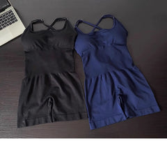 WAREBALL Yoga Set Jumpsuits Sportswear Women Fitness Rompers Sexy One Piece Strap Tummy Control Padded Sports Bra Workout