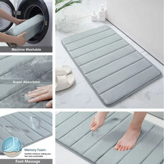 Memory Foam Bath Mat Large Size 40X60Cm Soft Comfortable Water Absorption Non-Slip Thick Bathroom Floor Rug Foot Mat