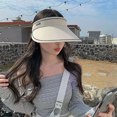 Stylish Summer Empty Top Sun Hat Wide Brim Visor Hat Women Portable Outdoor Sports Beach Cycling Uv Protection Sunshade Hat