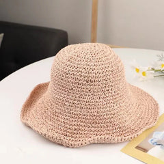 Womens Floppy Straw Sun Hat Foldable Packable Roll up Wide Brim Beach Caps Summer Vacation Sun Hat for Women