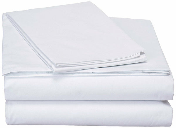 DaDa Bedding White Soft Fitted & Flat Bed Sheets W/ Pillow Cases Set