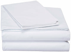 DaDa Bedding White Soft Fitted & Flat Bed Sheets W/ Pillow Cases Set