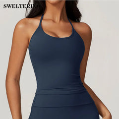 Hanging Neck Bra Sexy Fitness Sports Bra for Women Bra Push up Padded Running Gym Training Workout Yoga Underwear Tank Top