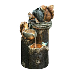 Solar Animal Garden Statue Ornaments with LED Lights Creative Resin Squirrel Duck Fountain Statues Figurines Garden Lawn Decor
