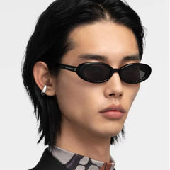 New Women'S Retro Oval Sunglasses Black Small Frame Fashion Brand Trendy Hot Points Sun Glasses Female Lady Goggle UV400