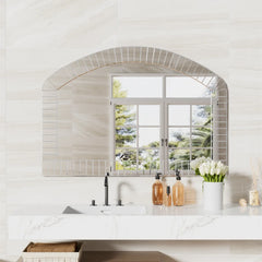 Large Wall Mirror with Beveled Glass Edge Grecian Venetian Accent Mirror for Home Decoration