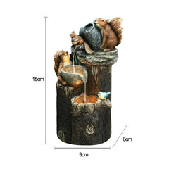 Solar Animal Garden Statue Ornaments with LED Lights Creative Resin Squirrel Duck Fountain Statues Figurines Garden Lawn Decor