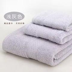 Bath Towel Set with Handkerchief, Face Cloth, Family Terry Towels, Bathroom Gift, 17 Colors, 3 Pcs