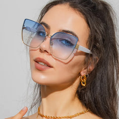 Vintage Square Sunglasses Rimless Frameless Rectangle Shades Gradient UV400 Brand Designer Traveling Sun Glasses for Women UV400