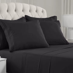 Queen Size Bed - 6 Piece Iconic Collection Bedding Sheets & Pillowcases - Hotel Luxury, Soft, Cooling Bed Sheets