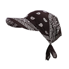 New Women Cotton Paisley Head Scarf Visor Hat with Wide Brim Sunhat Summer Beach UV Protection Sun Hats Adjustable Baseball Cap