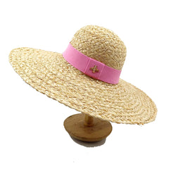 Summer Straw Hat Pearl Pin Women'S Summer Seaside Sunshade Hollow Groove Flat Top Straw Hat Sombrero 여성모자