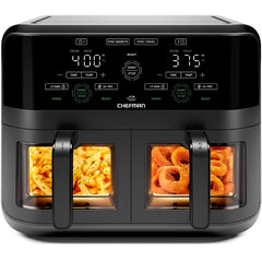 6 Quart Dual Basket Air Fryer Oven with Easy View Windows, Sync Finish, Hi-Fry, Auto Shutoff, 2 Independent