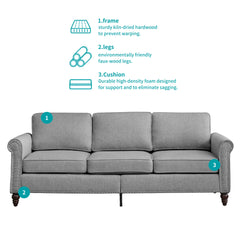 Living Room Furniture Sets with 5.9"Upholstered Cushion, 3-Seater Sofa Couch and Loveseat, Sofa Set for Living Room(Light Grey)