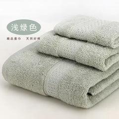 Bath Towel Set with Handkerchief, Face Cloth, Family Terry Towels, Bathroom Gift, 17 Colors, 3 Pcs