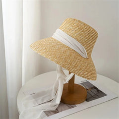 Summer Straw Hat Pearl Pin Women'S Summer Seaside Sunshade Hollow Groove Flat Top Straw Hat Sombrero 여성모자