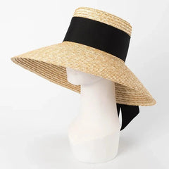 Summer Straw Hat Pearl Pin Women'S Summer Seaside Sunshade Hollow Groove Flat Top Straw Hat Sombrero 여성모자