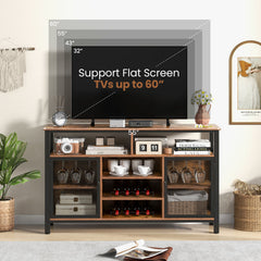 55-Inch Buffet Sideboard with 8-Bottle Wine Racks and Wine Glass Holders