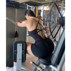 WAREBALL Yoga Set Jumpsuits Sportswear Women Fitness Rompers Sexy One Piece Strap Tummy Control Padded Sports Bra Workout