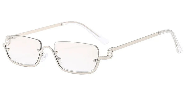 Fashionable Metal Lower Half Frame Square Sunglasses Luxury Men and Women Travel Sunglasses Retro Personality Driving Sunglasses
