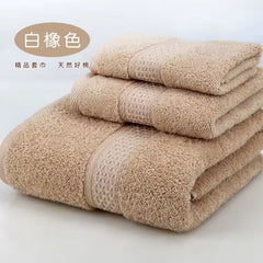 Bath Towel Set with Handkerchief, Face Cloth, Family Terry Towels, Bathroom Gift, 17 Colors, 3 Pcs
