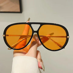 Oversized Pilot Sunglasses 2025 New Vintage Double Bridge Sun Glasses Women Trendy Luxury Brand Design Outdoor Shades