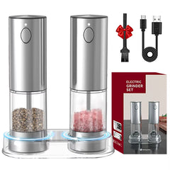 Electric Pepper Grinder Stainless Steel Salt and Pepper Grinder USB Rechargeable Adjustable Coarseness Spice Mill Kitchen Tool