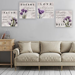 " Purple Tulip Bathroom Decor " 4 - Pieces