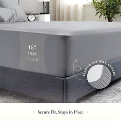 Luxury 6 Piece Bed Sheets for Queen Size Bed, with Elastic, Breathable Hotel Sheets & Pillowcase Set, Wrinkle Free