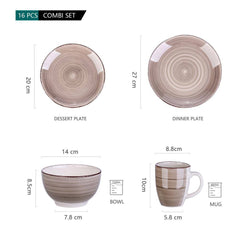 Series Bella Dinnerware 16-Pieces Creme-I Porcelain Crockery in Vintage Look (Service Set for 4)