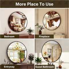 30 Inch round Wall Mirror Bathroom Mirror with Metal Frame Modern Hanging Mirror for Entryway, Bathroom, Vanity, Living Room, St