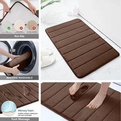 3Pc Sets Bath Mats Non Slip Memory Foam Bathroom Soft Rugs Water Absorption Dry Fast Bath Mat Machine Washable for Home Floor