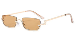 Fashionable Metal Lower Half Frame Square Sunglasses Luxury Men and Women Travel Sunglasses Retro Personality Driving Sunglasses