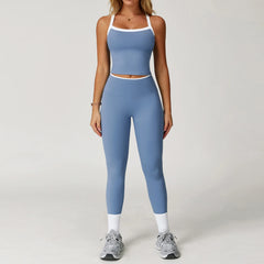 Women'S Clothes 2 Pieces Workout Tracksuit Yoga Set Sportswear Gym Clothing High Waist Bell-Bottoms Sexy Fitness Bta Sports Suit