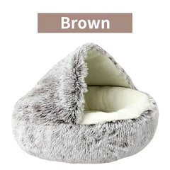 Soft Plush Pet Bed with Cover round Cat Bed Pet Mattress Warm Cat Dog 2 in 1 Sleeping Nest Cave for Small Dogs