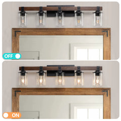 5-Lights Farmhouse Vanity Lights Fixture Rustic Bathroom Light Fixture Bathroom Sconce(Without Bulbs)