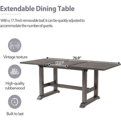 7-Piece Dining Table Set, 76.9Inch Extendable Trestle Dining Table with Upholstered Side Chair and Arm Chair, Dining Table Set
