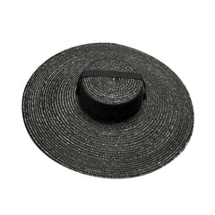 Large Wide Brim Flat Top Sun Straw Hat Fashionable Summer with Long Ribbon Hats for Women Holiday Vintage Beach Visor Cap Retro