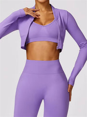 Tight Seamless Sport Jacket Women Zipper Yoga Coat Clothes Quick Dry Long Sleeve Fitness Suit Gym Workout Running Sportwear