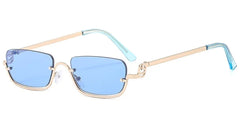 Fashionable Metal Lower Half Frame Square Sunglasses Luxury Men and Women Travel Sunglasses Retro Personality Driving Sunglasses