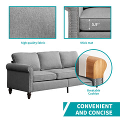 Living Room Furniture Sets with 5.9"Upholstered Cushion, 3-Seater Sofa Couch and Loveseat, Sofa Set for Living Room(Light Grey)