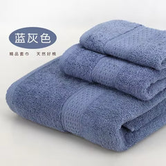 Bath Towel Set with Handkerchief, Face Cloth, Family Terry Towels, Bathroom Gift, 17 Colors, 3 Pcs