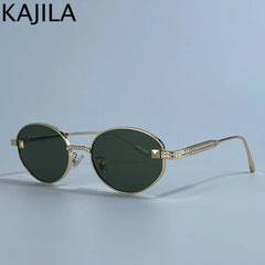Small Frame Oval Punk Sunglasses Women 2025 Luxury Brand Vintage round Metal Sun Glasses for Ladies Retro Driving Shades UV400