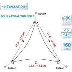 Multi-Size Triangle Sun Shade Sail Waterproof Outdoor Garden Patio Party Sunscreen Awing Sun Canopy for Beach Camping Pool