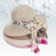 Summer Wide Brim Bowknot Straw Sun Hats for Women Ladies Long Floral Ribbon Outdoor Travel Beach Hat Protection Panama Caps 2022