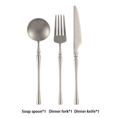 Retro Scrub Stainless Steel Flatware Cutlery Set Knife Fork Spoon Dessert